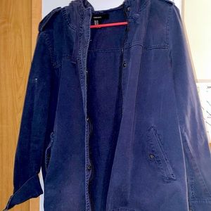 Navy Blue Hooded Jacket